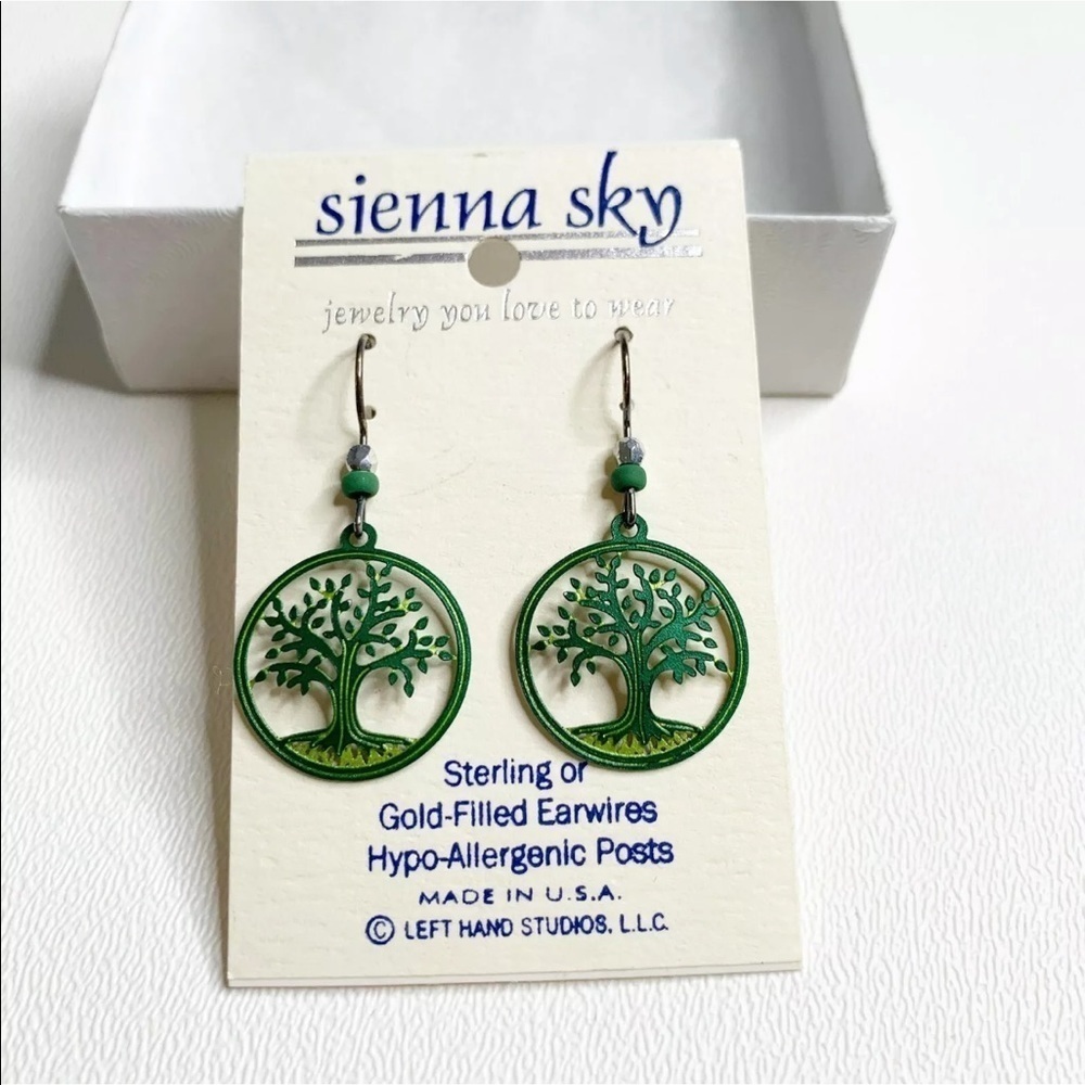 Green Tree Dangle Earrings French Hook Sierra Sky